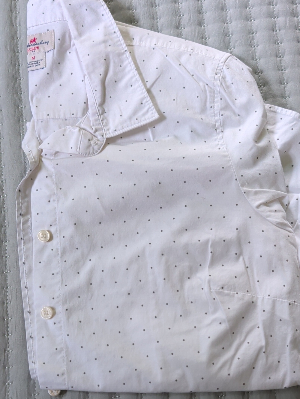 J. Crew White Shirt with Tiny Gray Dot Print